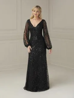 Christina Wu Elegance 17114 Long Sleeve Sequin Lace Gown