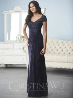 Christina Wu Elegance 17839 Beaded Lace Top Mothers Gown