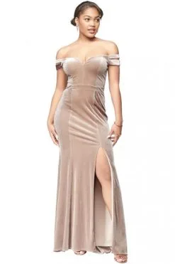 Bill Levkoff 1803 Off Shoulder Velvet Bridesmaid Dress