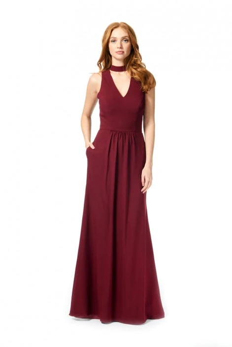 Size 12 Wine Bari Jay 1850 V Neck Choker Bridesmaid Dress 3 Size 12 Wine Bari Jay 1850 V Neck Choker Bridesmaid Dress
