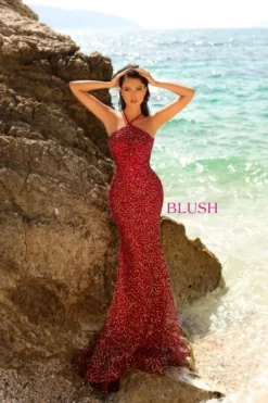 Blush By Alexia Blush 20540 Sequin Lace Halter Prom Dress