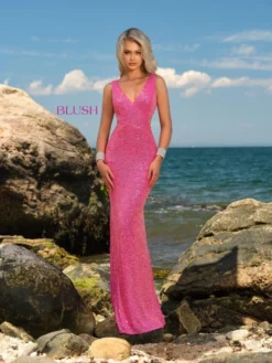 Blush By Alexia Blush 20547 Stretch Sequin Cutout Back Gown