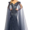 Johnathan Kayne 2173 Gown With Feathers Shoulder Cape -Outlet Prom Dresses Store 2173 Johnathan Kayne Gown S22 470x705