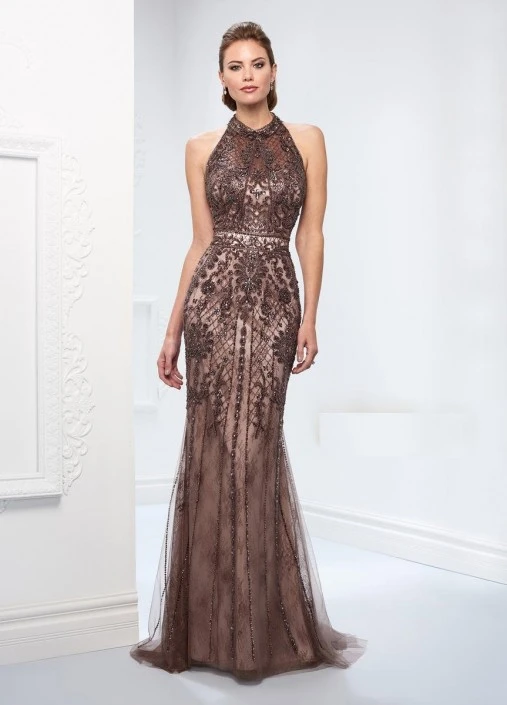 Ivonne D For Mon Cheri Ivonne D 218D27 Hand-Beaded Halter Gown 3 Ivonne D For Mon Cheri Ivonne D 218D27 Hand-Beaded Halter Gown