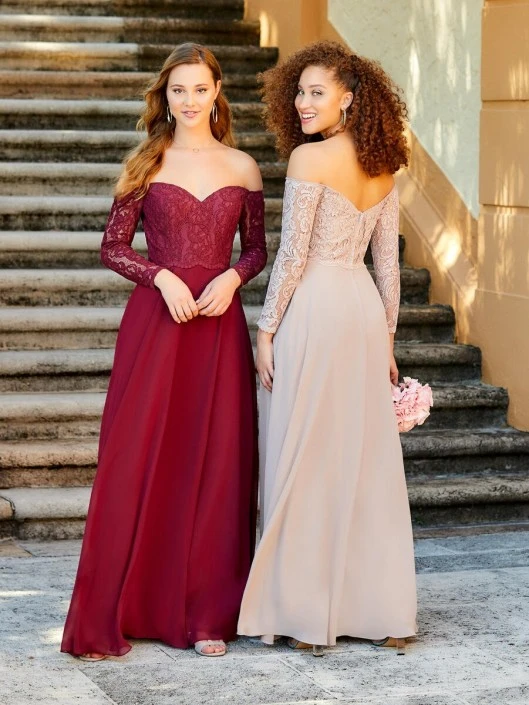 Christina Wu Celebration Christina Wu 22062 Off Shoulder Lace Sleeve Bridesmaid Dress 3 Christina Wu Celebration Christina Wu 22062 Off Shoulder Lace Sleeve Bridesmaid Dress
