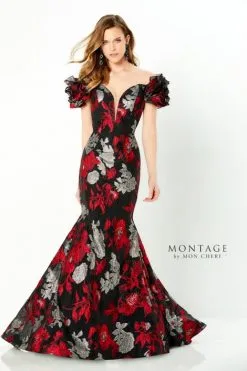 Montage By Mon Cheri Montage 220952 Floral Brocade Trumpet Gown