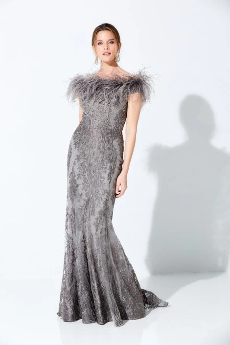 Ivonne D For Mon Cheri 220D22 Mothers Gown With Boa 3 Ivonne D For Mon Cheri 220D22 Mothers Gown With Boa