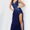 Jovani 24059 Stunning Sequin And Feather Gown