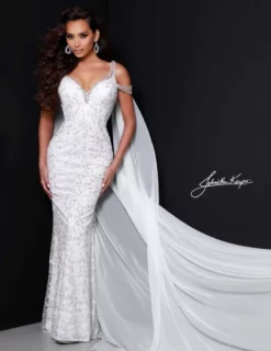 Johnathan Kayne 2413 Sparkling Gown With Removable Cape