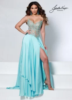 Johnathan Kayne 2554 Embroidered Lace Corset Gown