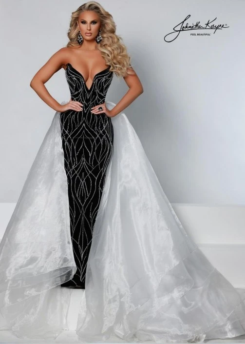Johnathan Kayne 2555 Pearl Velvet Gown With Organza Overskirt 3 Johnathan Kayne 2555 Pearl Velvet Gown With Organza Overskirt