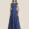 Size 14 Navy Rina Di Montella 2603 Cap Sleeve Lace MOB Dress