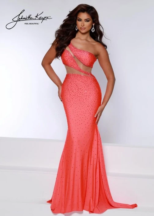 Johnathan Kayne 2608 Sheer Cut Out One Shoulder Gown 3 Johnathan Kayne 2608 Sheer Cut Out One Shoulder Gown