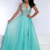 Johnathan Kayne 2676 Deep V Halter Organza Gown -Outlet Prom Dresses Store 2676 Johnathan Kayne Gown S23 503x705