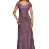 La Femme MOB La Femme 27915 Short Sleeve Lace Evening Dress