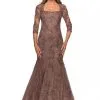 La Femme MOB La Femme 28033 Lace Mother Of The Bride Dress -Outlet Prom Dresses Store 28033 La Femme Evening Dress S20 470x705