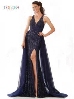 Colors Dress 2818 Sequin Prom Gown With Overskirt