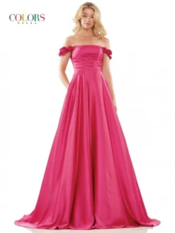 Colors Dress 2861 Off Shoulder A-Line Prom Gown