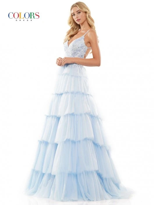 Colors Dress 2911 Tiered Ruffle Prom Gown 3 Colors Dress 2911 Tiered Ruffle Prom Gown
