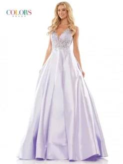 Colors Dress 2914 Mikado Lace Top Prom Gown