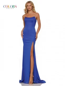 Colors Dress 2922 Strappy Back Satin Lycra Gown