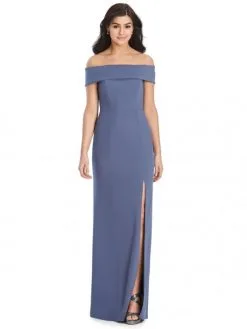 Dessy 3030 Off Shoulder Crepe Bridesmaid Dress