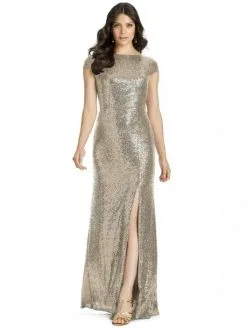 Dessy 3043 Cowl Back Sequin Bridesmaid Dress