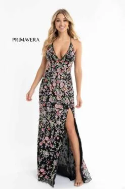 Primavera 3073 Colorful Beaded Floral Prom Dress