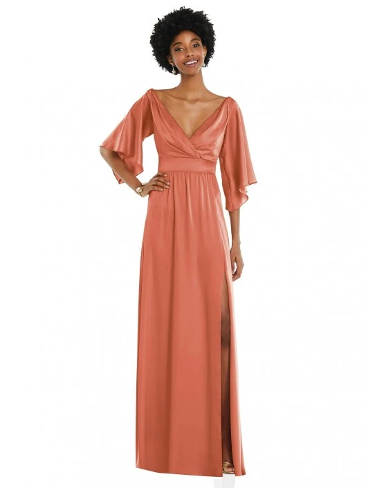 Dessy Collection 3102 Bell Sleeve Maxi Bridesmaid Dress 3 Dessy Collection 3102 Bell Sleeve Maxi Bridesmaid Dress