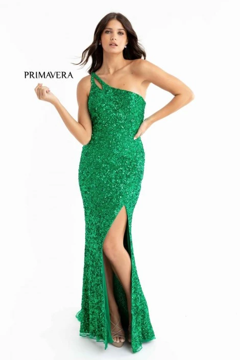Primavera 3761 One Shoulder Beaded Prom Dress 3 Primavera 3761 One Shoulder Beaded Prom Dress