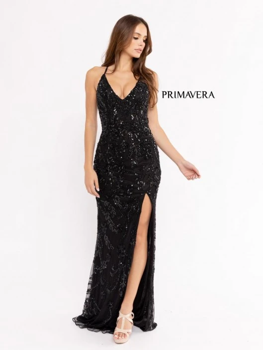 Primavera 3950 Shimmering Beaded Prom Dress 3 Primavera 3950 Shimmering Beaded Prom Dress
