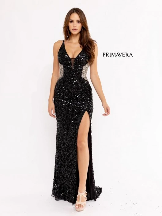 Primavera 3955 Beaded Prom Dress With Cut Outs 3 Primavera 3955 Beaded Prom Dress With Cut Outs