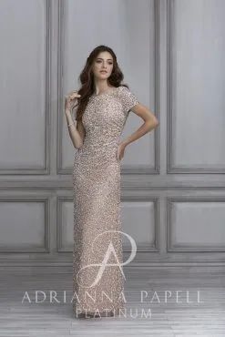 Adrianna Papell Platinum Adrianna Papell 40104 Cowl Back Sequin Bridesmaid Dress