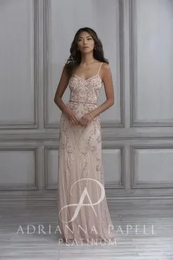 Adrianna Papell Platinum Adrianna Papell 40121 Keyhole Button Back Bridesmaid Dress