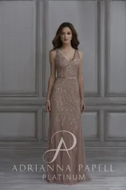 Adrianna Papell Platinum Adrianna Papell 40135 Sparkling Beaded Bridesmaid Dress
