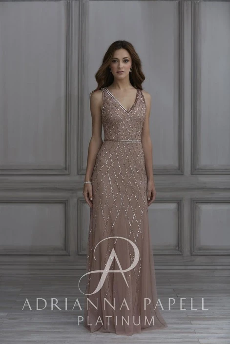 Adrianna Papell Platinum Adrianna Papell 40135 Sparkling Beaded Bridesmaid Dress 3 Adrianna Papell Platinum Adrianna Papell 40135 Sparkling Beaded Bridesmaid Dress