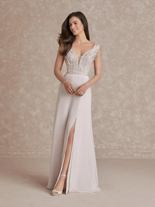 Adrianna Papell Platinum Adrianna Papell 40278 Sheer Long Sleeve Gown 3 Adrianna Papell Platinum Adrianna Papell 40278 Sheer Long Sleeve Gown