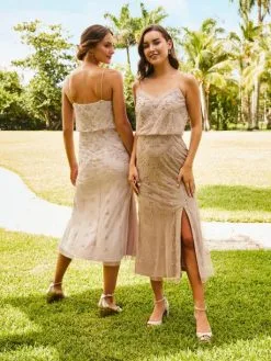 Adrianna Papell Platinum 40338 Blouson Tea Length Dress