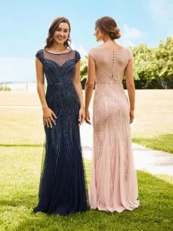 Adrianna Papell Platinum 40353 Beaded Illusion Gown