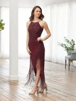 Adrianna Papell Platinum Bridal Adrianna Papell Platinum 40377 Fringe Tea Length Gown