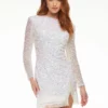 Ashley Lauren 4438 Long Sleeve Beaded Fringe Short Dress -Outlet Prom Dresses Store 4438 Ashley Lauren Prom Dress S23 508x705