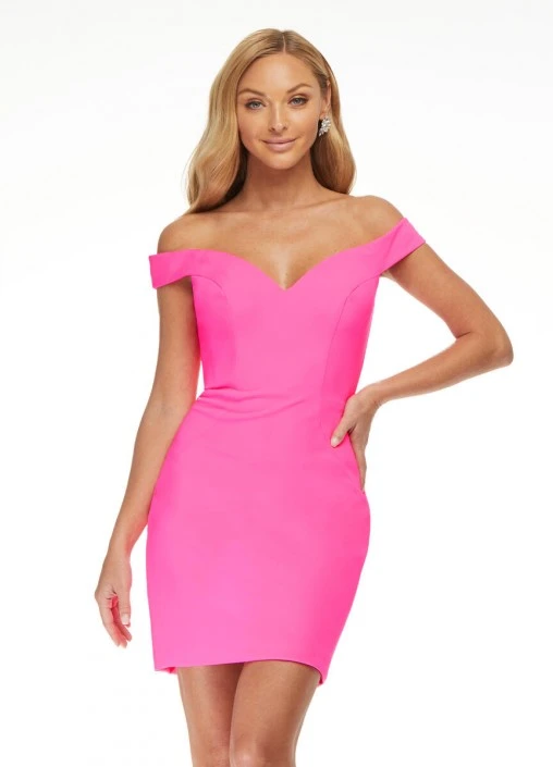 Ashley Lauren 4444 Off Shoulder Scuba Cocktail Dress 3 Ashley Lauren 4444 Off Shoulder Scuba Cocktail Dress