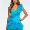 Ashley Lauren 4482 Short Ruffle One Shoulder Prom Dress