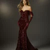Morilee 48021 Sequin Velvet Gown With Feathers -Outlet Prom Dresses Store 48021 Morilee Prom Dress F23 470x705