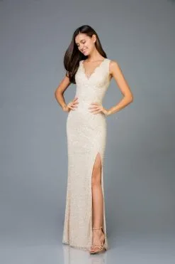 Scala 48933 Unique Lace Up Back Prom Dress