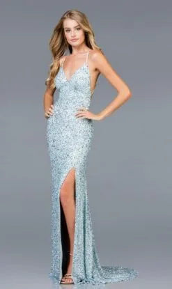 Scala 48938 Beaded Gown With Low Open Back