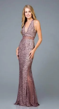 Scala 48983 Beaded Gown With Sheer Insets