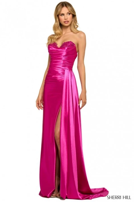 Sherri Hill 55230 Sleek Ruched Prom Gown 3 Sherri Hill 55230 Sleek Ruched Prom Gown