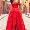 Sherri Hill 55324 Off Shoulder Ruffled Ball Gown -Outlet Prom Dresses Store 55324 Sherri Hill Prom Dress S23 470x705
