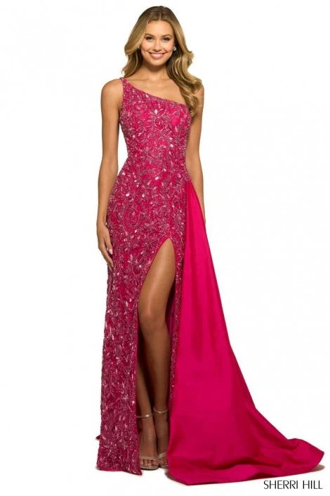 Sherri Hill 55450 Exquisite Beaded One Shoulder Gown 3 Sherri Hill 55450 Exquisite Beaded One Shoulder Gown